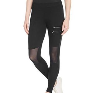 Benjamin Jay Double zipper mesh leggings